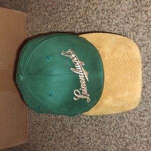 Vintage Leinenkugel Suede Visor Leather Strapback Hat Beer Cap Logo